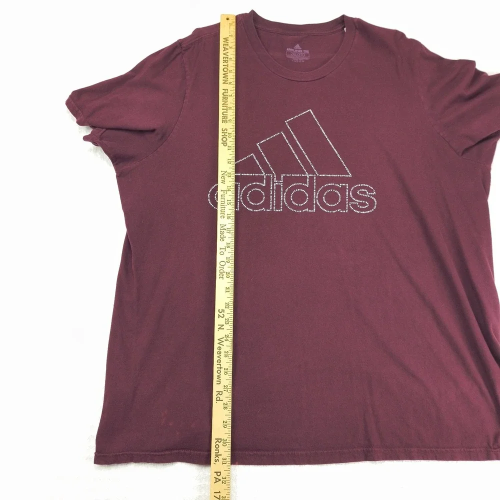 Adidas Amplifier Tee Mens 2XL Maroon Burgundy Short Sleeve Graphic Logo T-Shirt‎